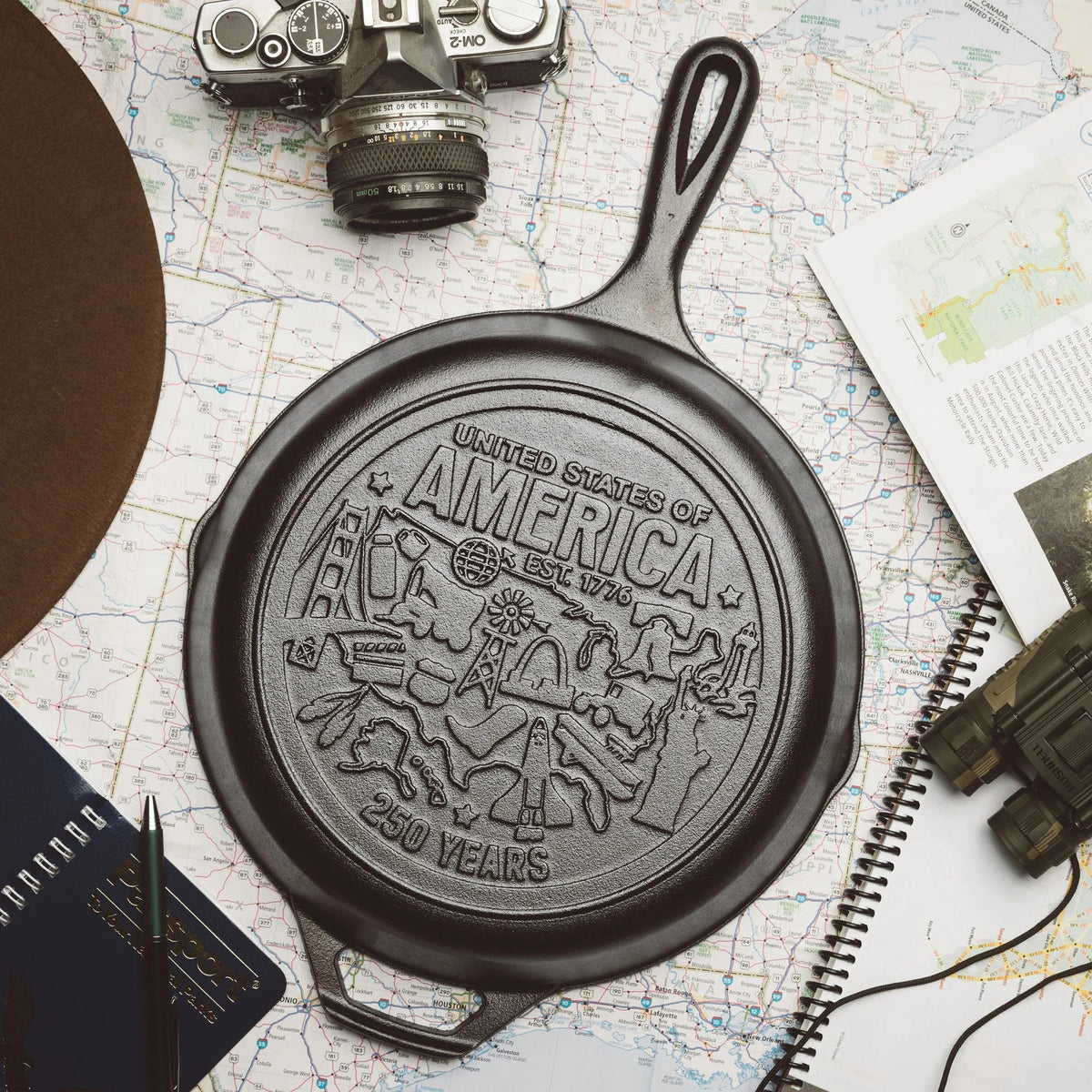 Lodge 10.25 Inch Seasoned Cast Iron Skillet, USA Icons
