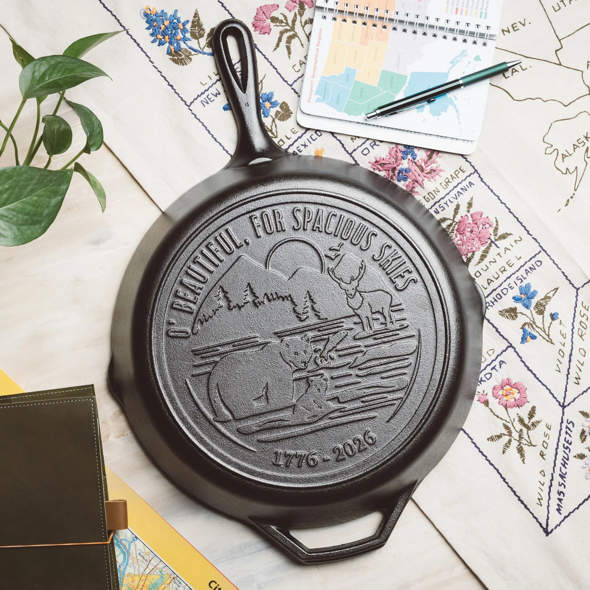 Lodge 12 Inch Seasoned Cast Iron Skillet, Spacious Skies