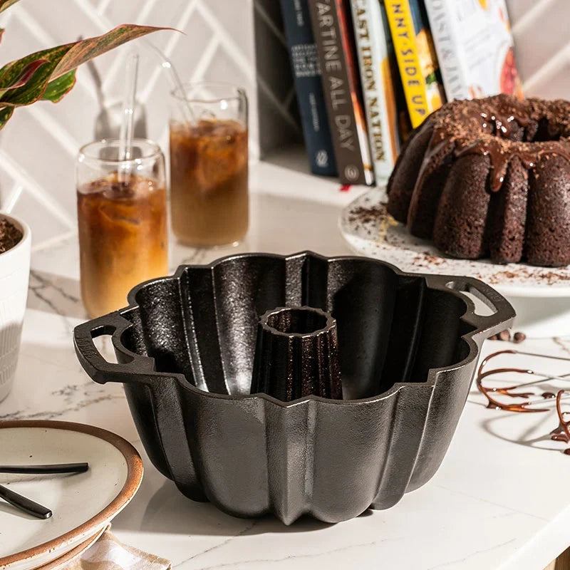 Seasoned Cast Iron Fluted Cake Pan